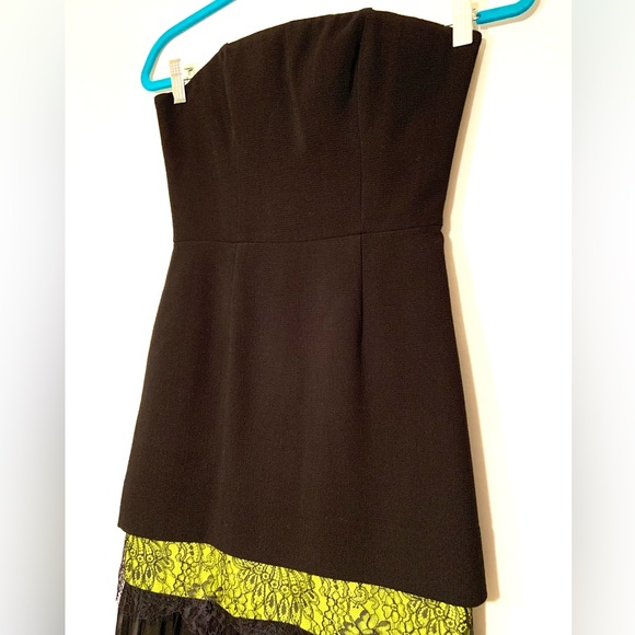 ♦️ NWT BCBG MaxAzria Jamysen Maxi Strapless Formal Dress - Gown Neon Chiffon - Picture 7 of 16